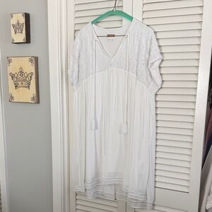 White gauze embroidered dress